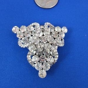 Vintage Rhinestone Brooch 2.5" prong set. clear